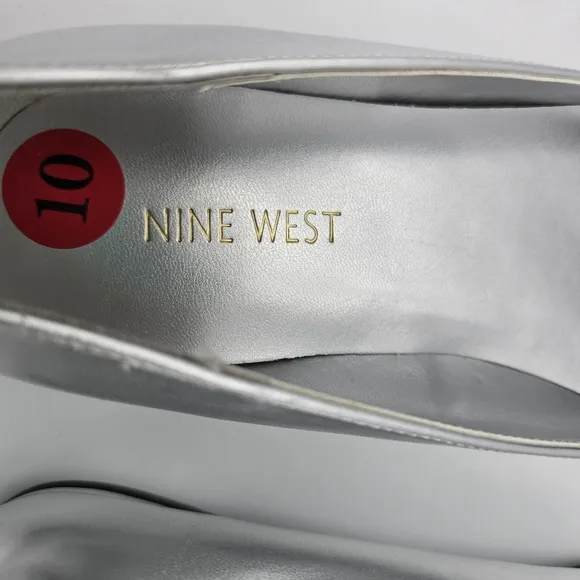 Nine West Junia3-T Pointy-Toe Flats, Silver, 10M