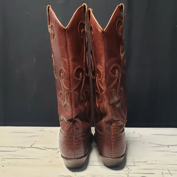 Nine West 'Romnee' Lizard Print Cowgirl Boots in Cognac - 3 Youth/ Women's 5