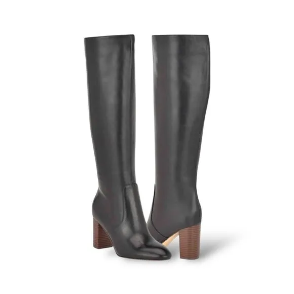 Nine West Stacked Block Heel Black Dress Boots Wm Sz 9 NWT