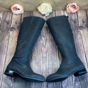 NINE WEST Black Leather Wide Calf Boots 6M-WC