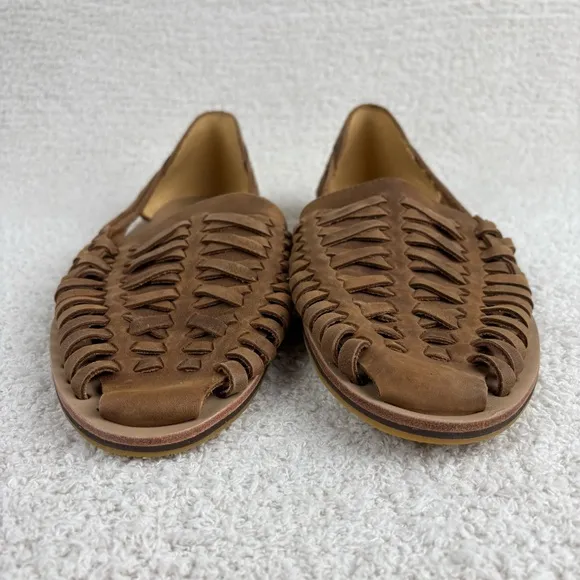 Nisolo Shoes Mens 10.5 Brown Huarache Leather Breathable Slip On Loafer Flats