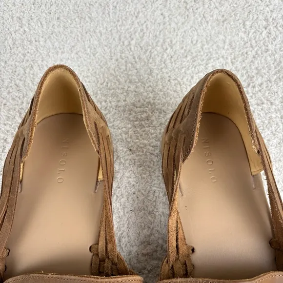 Nisolo Shoes Mens 10.5 Brown Huarache Leather Breathable Slip On Loafer Flats