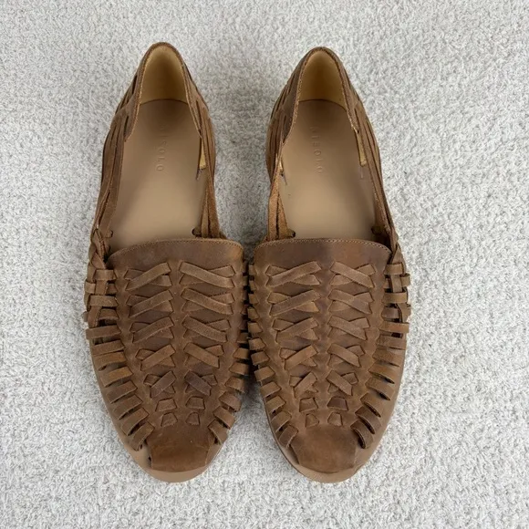 Nisolo Shoes Mens 10.5 Brown Huarache Leather Breathable Slip On Loafer Flats