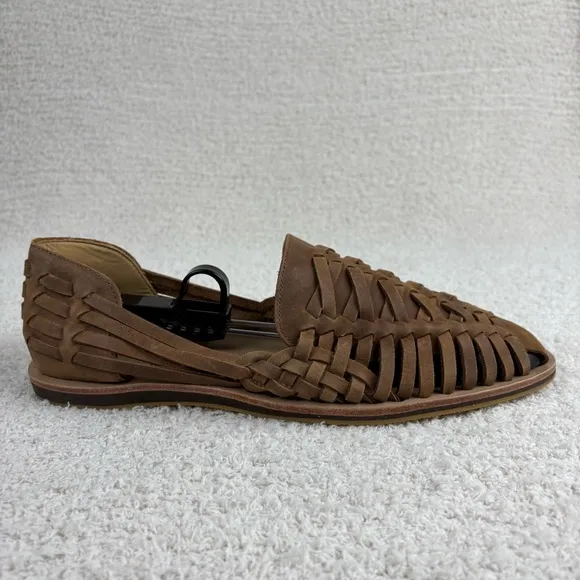 Nisolo Shoes Mens 10.5 Brown Huarache Leather Breathable Slip On Loafer Flats
