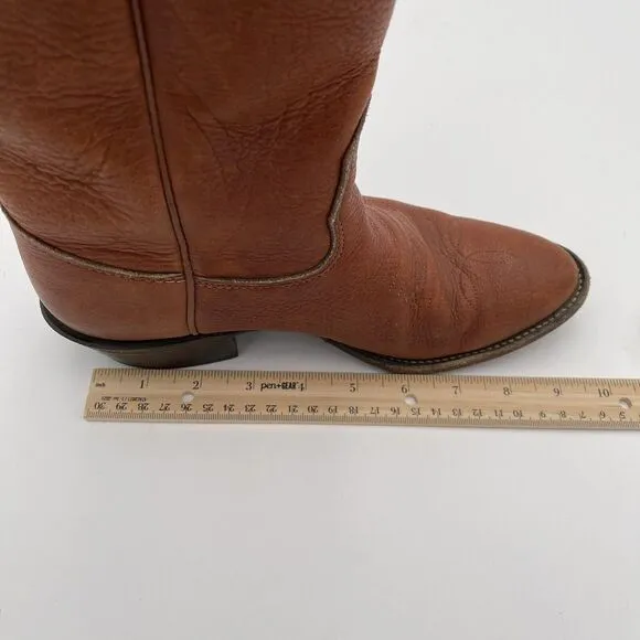 Nocona Size 5E‎ Wide Brown Leather Western Cowboy Boots Style M8840 Embroidered