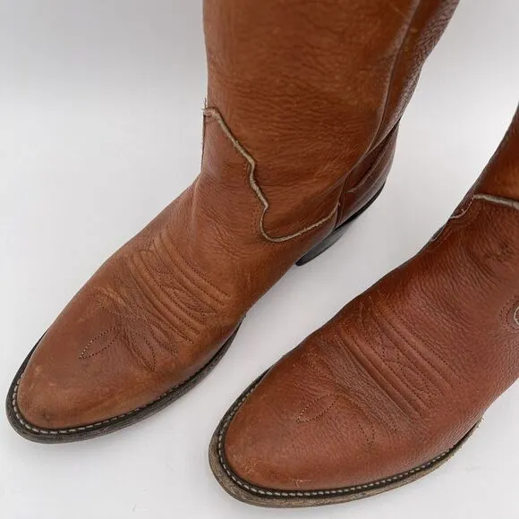 Nocona Size 5E‎ Wide Brown Leather Western Cowboy Boots Style M8840 Embroidered