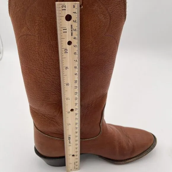 Nocona Size 5E‎ Wide Brown Leather Western Cowboy Boots Style M8840 Embroidered