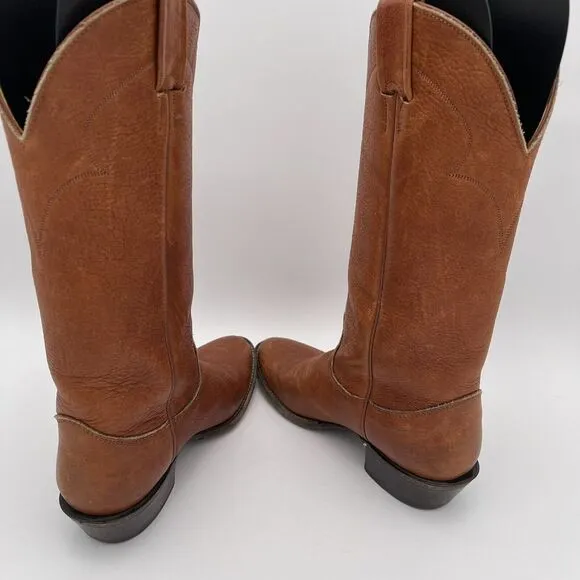 Nocona Size 5E‎ Wide Brown Leather Western Cowboy Boots Style M8840 Embroidered