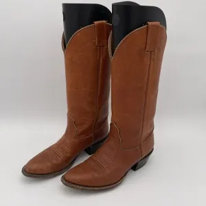 Nocona Size 5E‎ Wide Brown Leather Western Cowboy Boots Style M8840 Embroidered