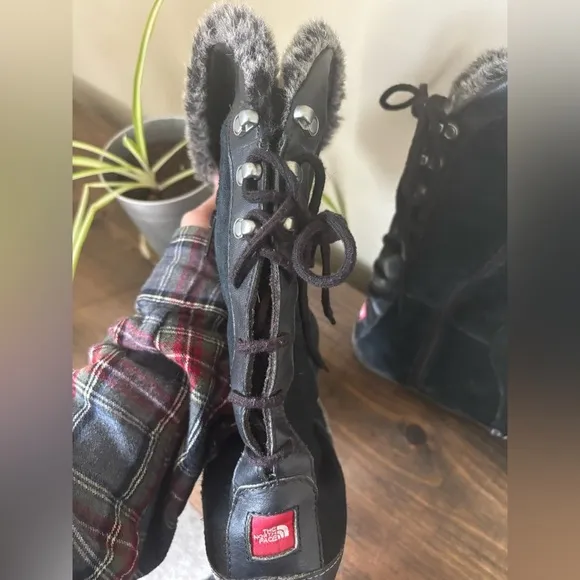 North Face Black Suede Wide Calf Boots Women’s Size 9