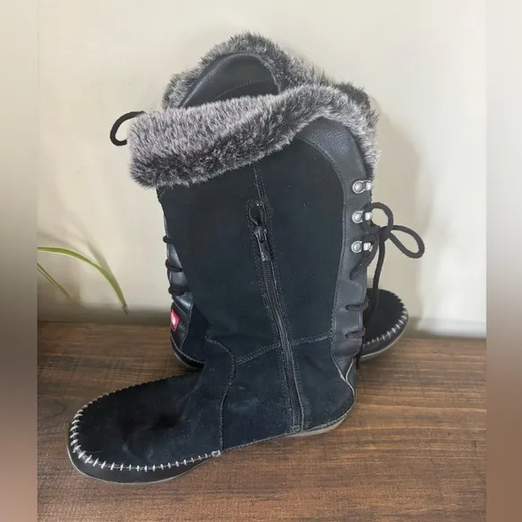 North Face Black Suede Wide Calf Boots Women’s Size 9