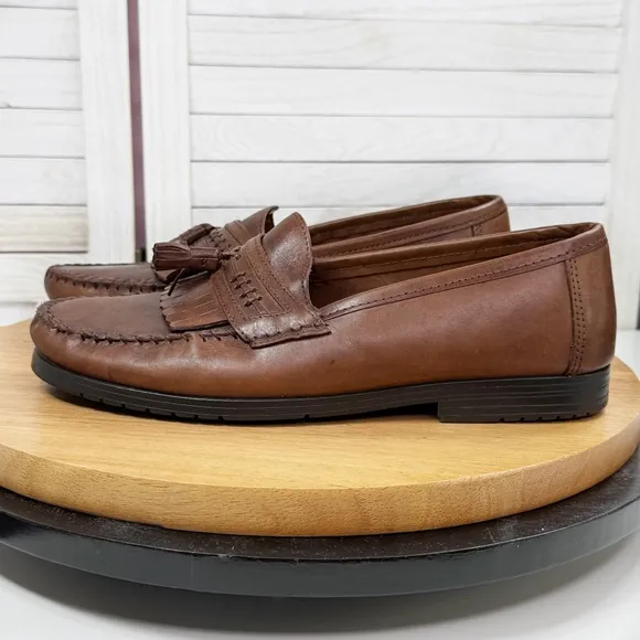 Nunn Bush Leather Tassel Loafers Shoes Slip On Brown 10.5