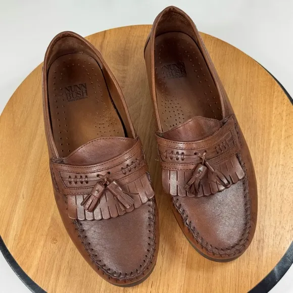 Nunn Bush Leather Tassel Loafers Shoes Slip On Brown 10.5