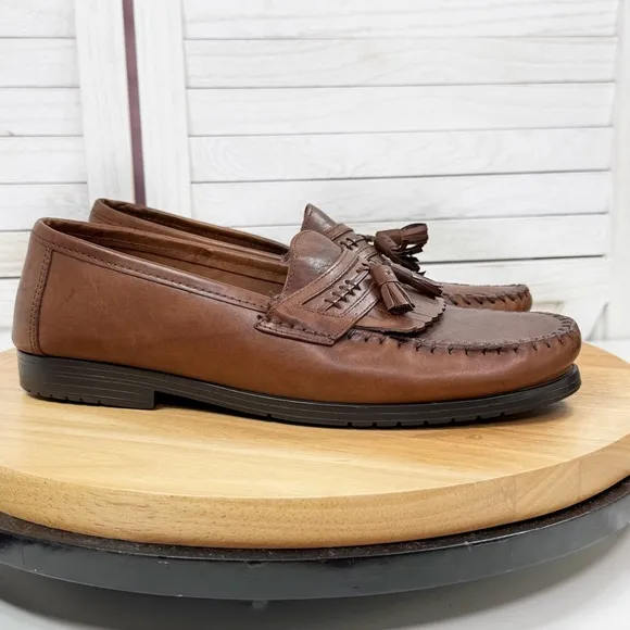 Nunn Bush Leather Tassel Loafers Shoes Slip On Brown 10.5