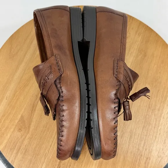 Nunn Bush Leather Tassel Loafers Shoes Slip On Brown 10.5