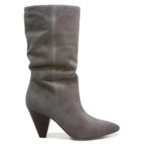 NWB VERONICA BEARD &quot;BLONDIE&quot; WOMENS GRAY/TAUPE SUEDE SLOUCHY HEEL BOOTS  SZ 7M