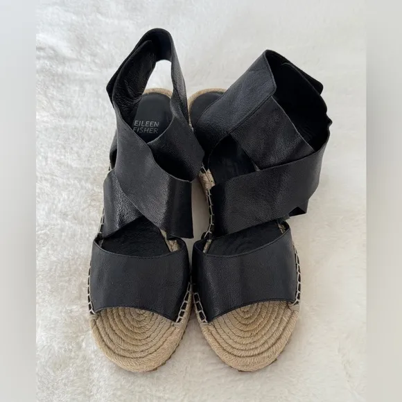NWOB Eileen Fisher Willow Wedge Espadrille, Size 9