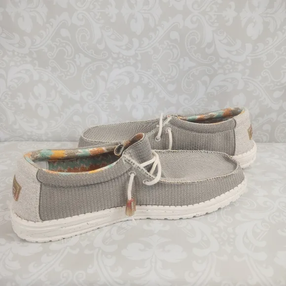 NWOB 'HEY DUDE' Wally Eco Sox Desert Brown Sz 11 Linen Men's Slip- On Loafer