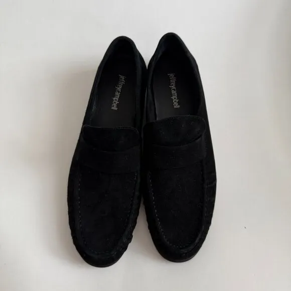 NWOB Jeffrey Campbell Societies Black Suede Women's Heeled Loafer Size 8