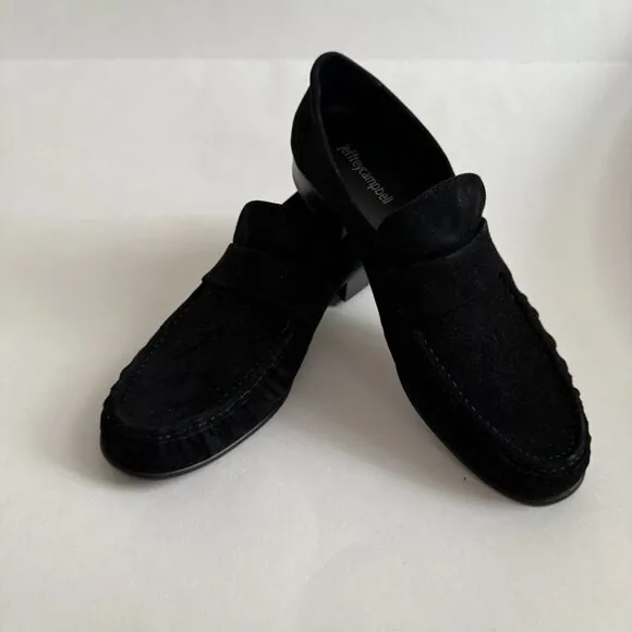 NWOB Jeffrey Campbell Societies Black Suede Women's Heeled Loafer Size 8