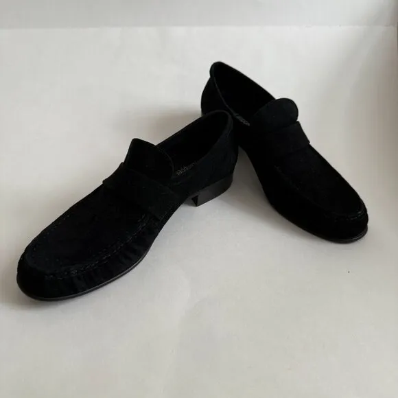 NWOB Jeffrey Campbell Societies Black Suede Women's Heeled Loafer Size 8