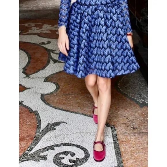 NWOB Piedaterre Venezia handmade Limone yellow jacquard Rubelli mary jane flats