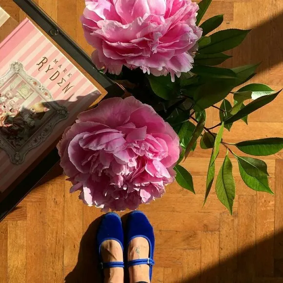 NWOB Piedaterre Venezia handmade Limone yellow jacquard Rubelli mary jane flats