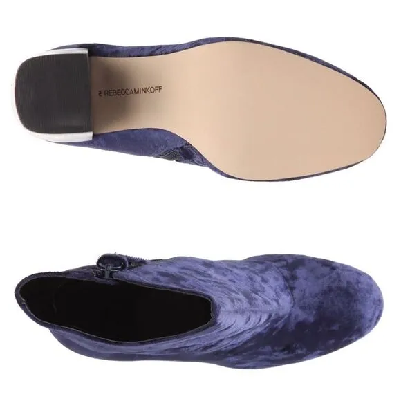 NWOB Rebecca Minkoff Bojana Too Velvet Booties in Royal Blue 6