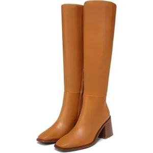 NWOB Sam Edelman Wade Wide Calf Leather Knee-High Boots in Caramel $250 size 6.5