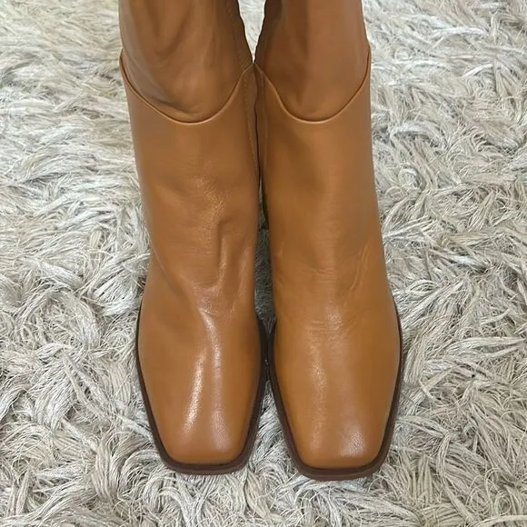 NWOB Sam Edelman Wade Wide Calf Leather Knee-High Boots in Caramel $250 size 6.5