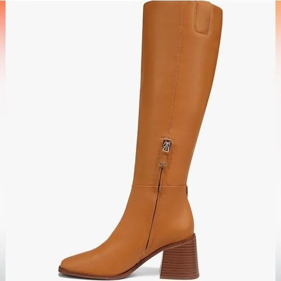 NWOB Sam Edelman Wade Wide Calf Leather Knee-High Boots in Caramel $250 size 6.5