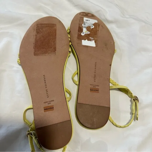 NWOB‎ VERONICA BEARD Soia Zest Braided Flat Yellow Thong Sandals size 6 reg $248