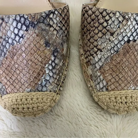 Nwob Vince Camuto Python Animal Print Leather Wedge Espadrilles Size 8.5