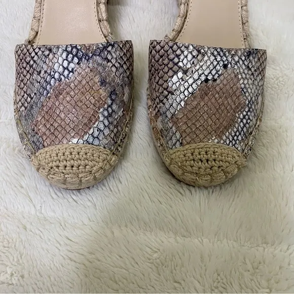 Nwob Vince Camuto Python Animal Print Leather Wedge Espadrilles Size 8.5