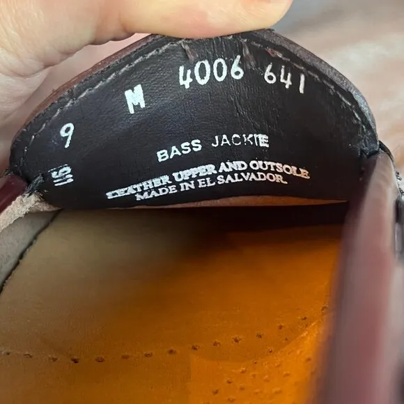NWOT Bass Jackie Kiltie Tassel Loafers Wine Leather, Size 9