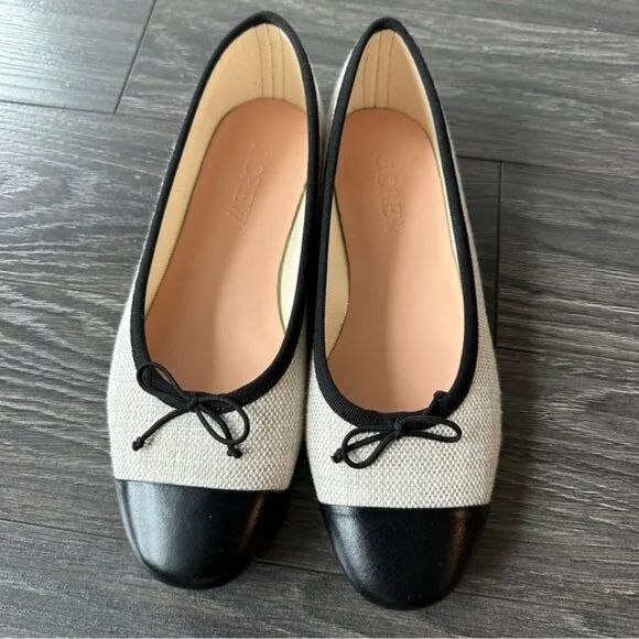 NWOT J. Crew Zoe Cap Toe Ballet Flats in Spanish Canvas