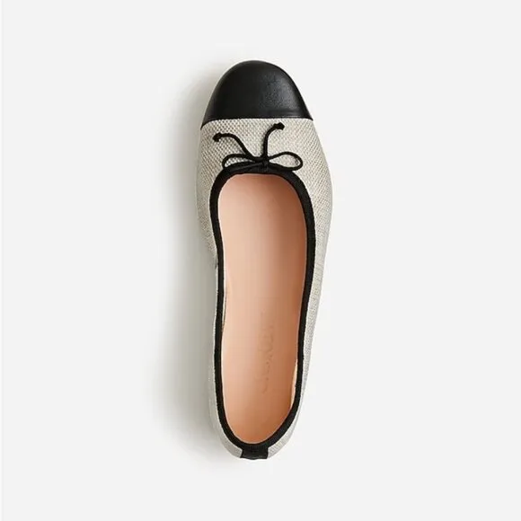 NWOT J. Crew Zoe Cap Toe Ballet Flats in Spanish Canvas