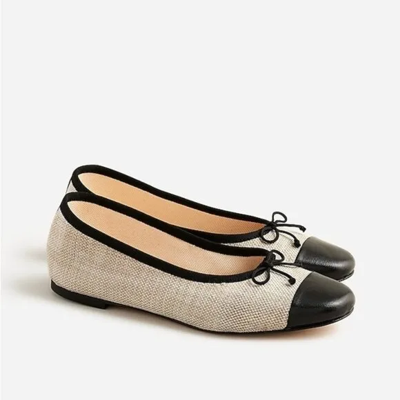 NWOT J. Crew Zoe Cap Toe Ballet Flats in Spanish Canvas