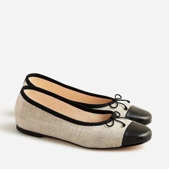 NWOT J. Crew Zoe Cap Toe Ballet Flats in Spanish Canvas