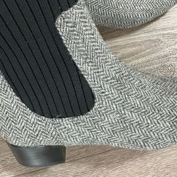 NWOT J.Crew Ribbed-Shaft Herringbone Chelsea Boots, Size 7.5