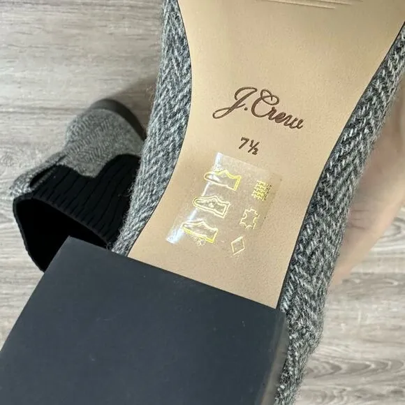 NWOT J.Crew Ribbed-Shaft Herringbone Chelsea Boots, Size 7.5