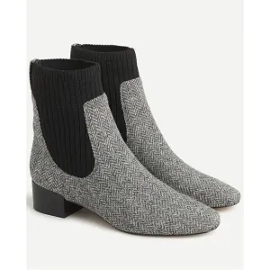 NWOT J.Crew Ribbed-Shaft Herringbone Chelsea Boots, Size 7.5