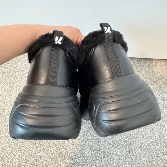 NWOT Koi Fur Trim Chunky Platform Sneakers Dolls Kill Grunge Festival Black US 8