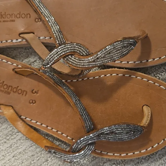 NWOT laidbacklondon Beaded Thong Sandals