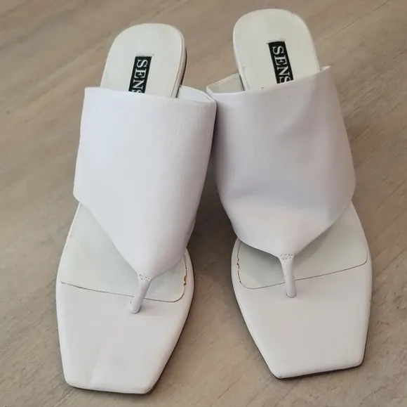 NWOT Senso Ninah Thong Toe Slide Mule Heel Sandal, EU 41 (US 10), White
