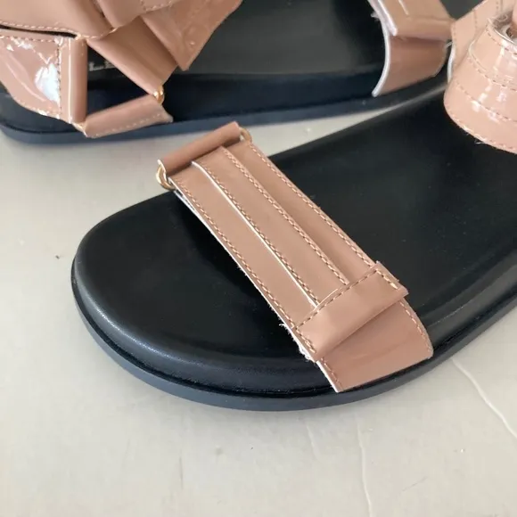 NWOT Silent D Anthropologie Hanta Ankle Strap Nude Velcro Sandals