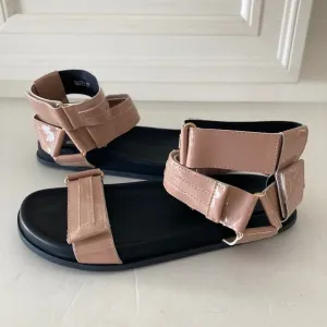 NWOT Silent D Anthropologie Hanta Ankle Strap Nude Velcro Sandals