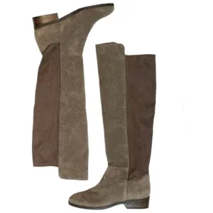 NWOT Size 6 Lucky Brand Calypso Dark Brown Tall Suede Flat Boots Women’s