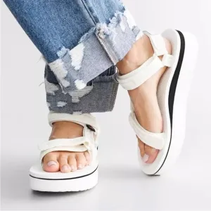 NWOT Teva Women's Mesh Flatform Velcro Platform Sandals in White Size 11