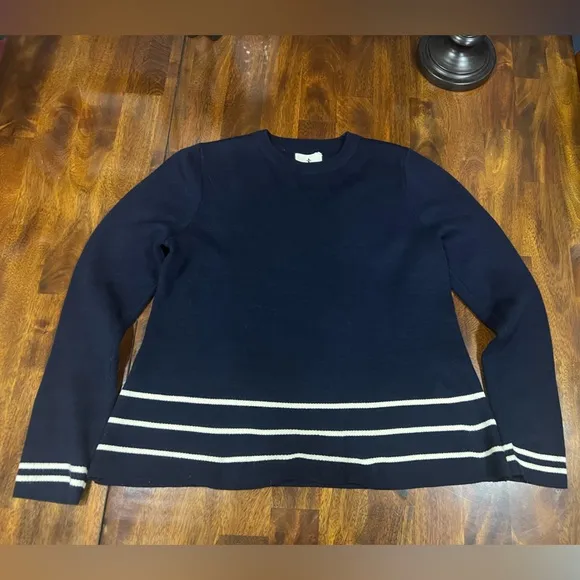 NWOT! Tuckernuck | Olympia Knit Crewneck Sweater | Navy   White Stripes | XS